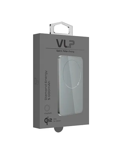 Внешний аккумулятор "vlp" Diamond Energy MagSafe, Qi2, 5000 mAh, натуральный титан