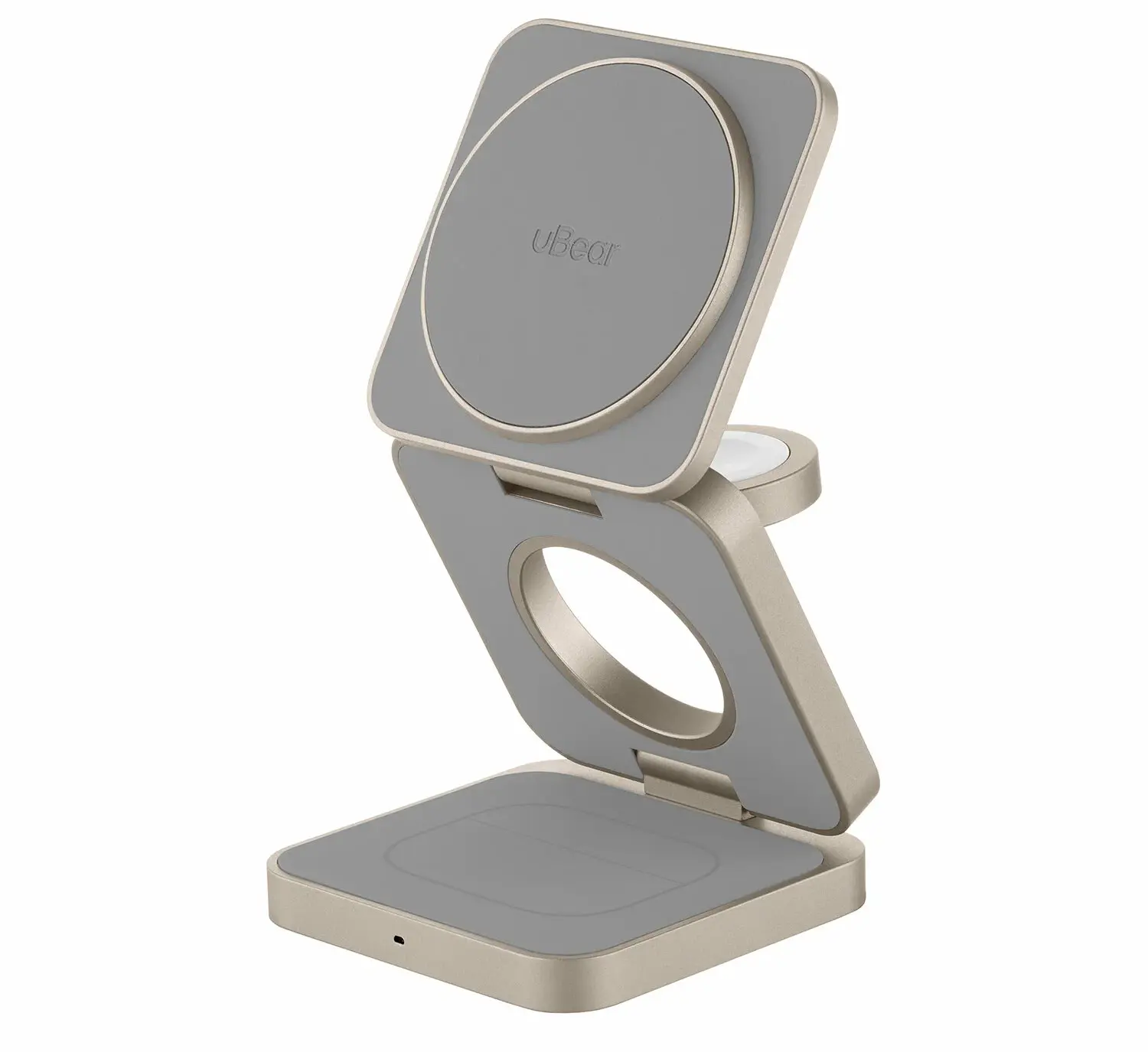 Беспроводное зарядное устройство uBear Balance 3 в 1 MagSafe 25 Вт, титан