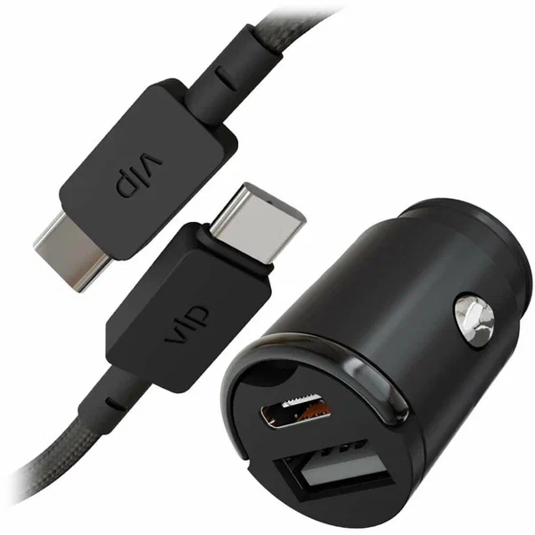 Автомобильное зарядное устройство "vlp" С-Power 45W USB-C+USB-A, PD, QC, USB-C кабель, черный