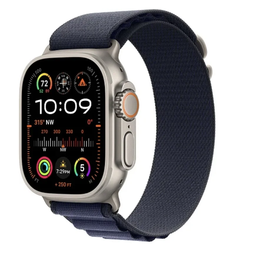 Apple Watch Ultra 2 2024 49 мм, корпус из натурального титана, ремешок Alpine темно-синего цвета, размер L