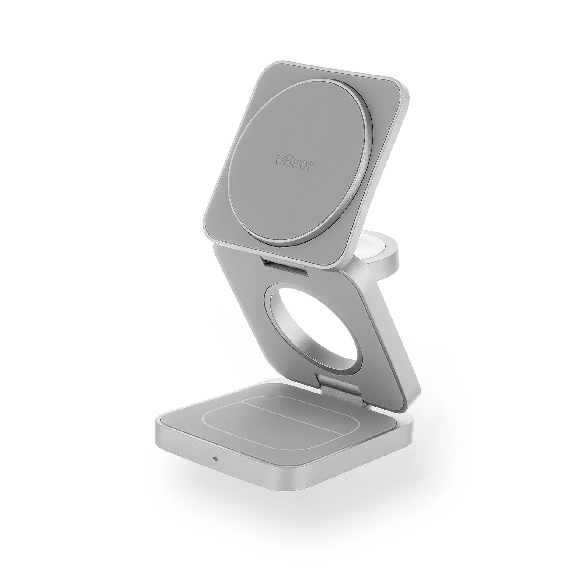 Беспроводное зарядное устройство uBear Balance 3in1 Qi2, серебристый