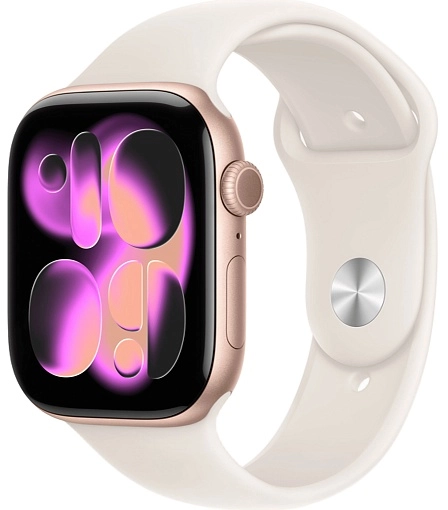 Apple Watch Series 11 46 мм, розовое золото, ремешок цвета «сияющая звезда», размер M/L