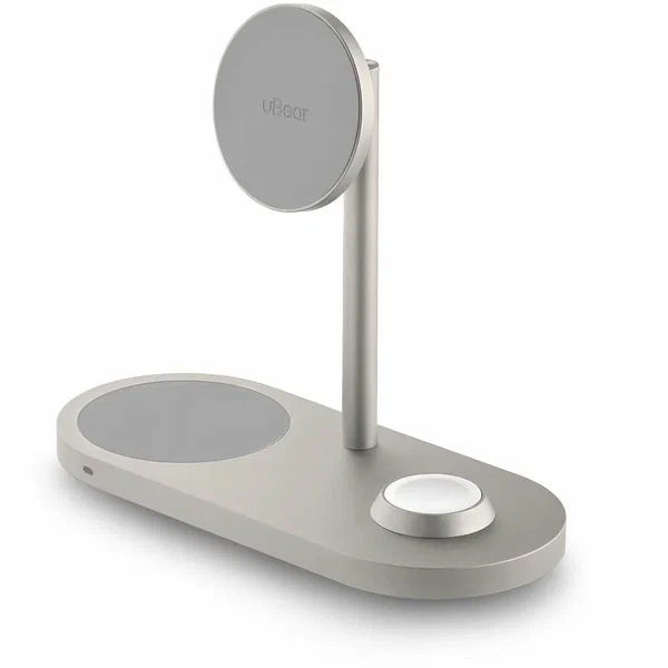 Беспроводное зарядное устройство uBear Stage 3-in-1, титан