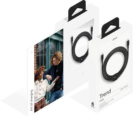 Кабель зарядный uBear Trend Cable USB-C/USB-C 2.4м, 140W, черный