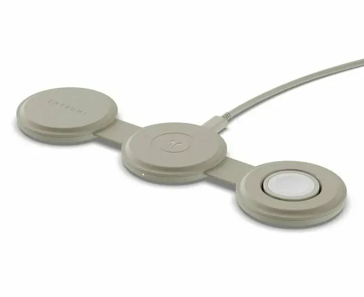 Беспроводное зарядное устройство Satechi Qi2 OntheGo 3-in-1, песочный